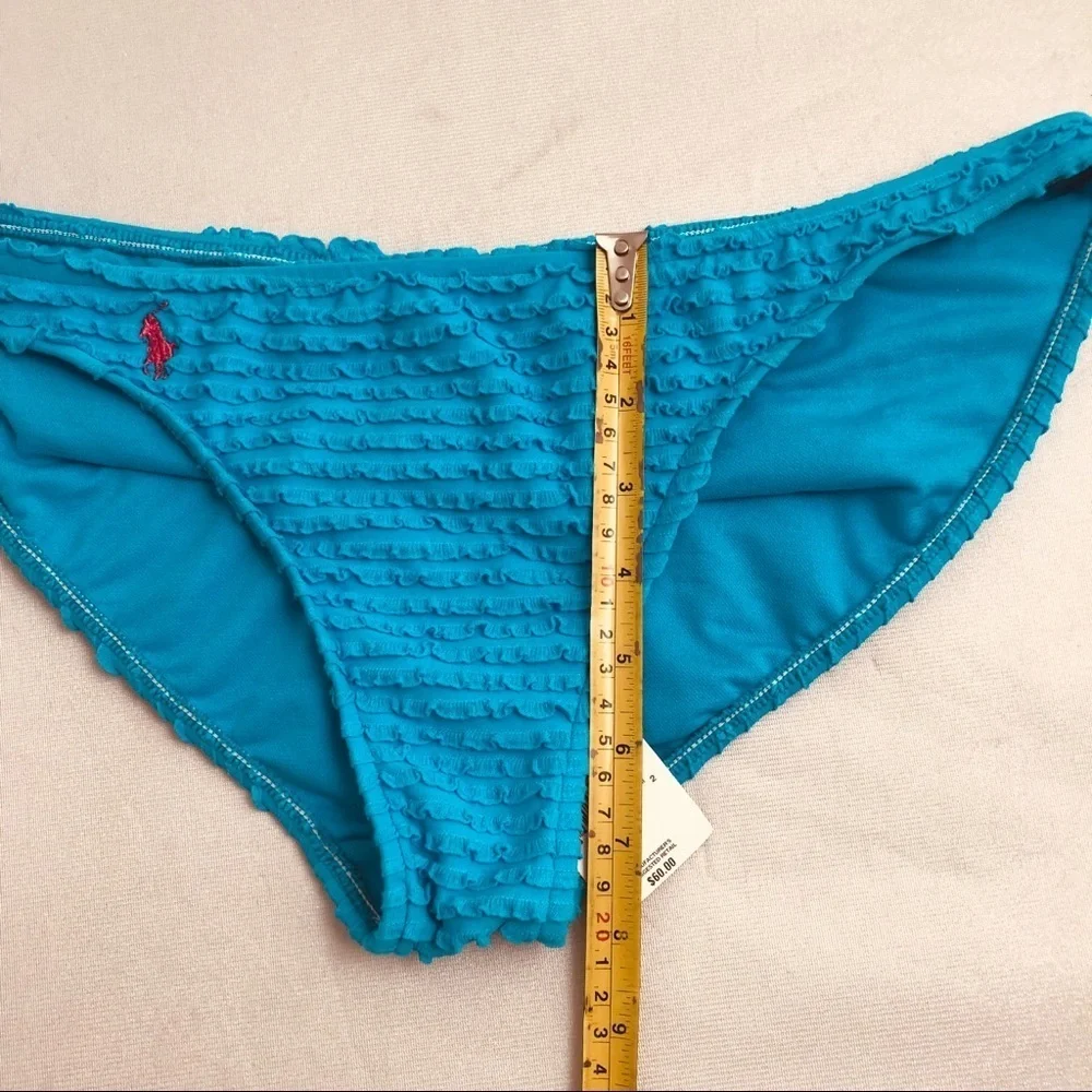 Ralph Lauren Polo turquoise ruffle bikini bottom L